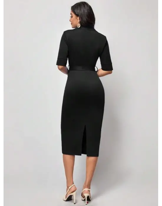 Omarı Şık Kadın Midi Modal Elbise