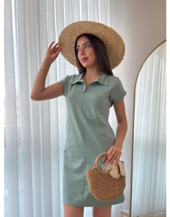 Omarı Rahat ve Şık Kadın Viskon Elbise