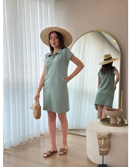 Omarı Rahat ve Şık Kadın Viskon Elbise