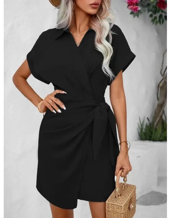 Omarı Şık Yandan Bağlamalı Kadın Elbisesi