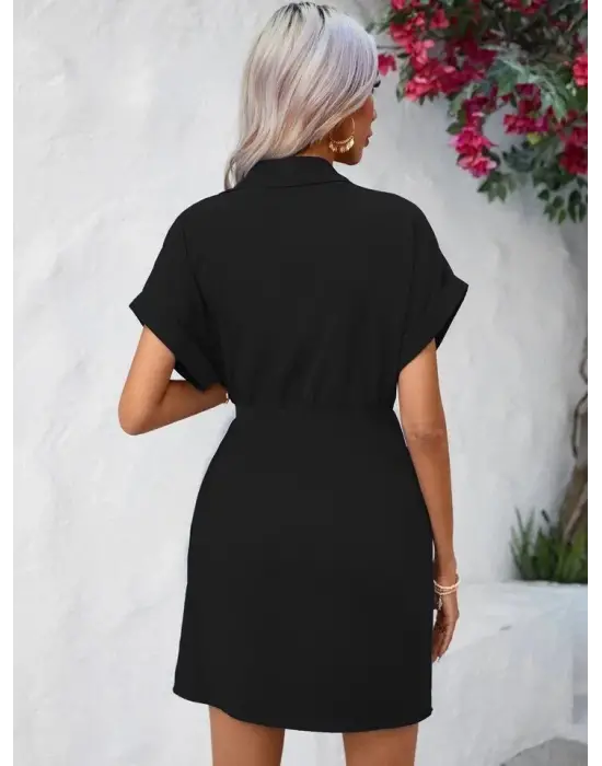 Omarı Şık Yandan Bağlamalı Kadın Elbisesi