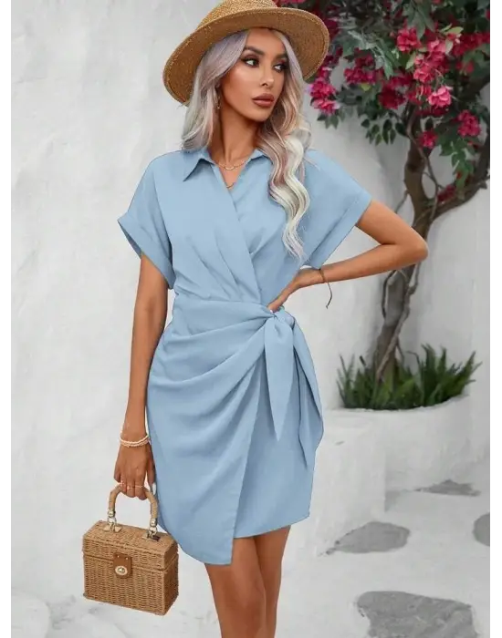 Omarı Yandan Bağlamalı Kadın Elbise