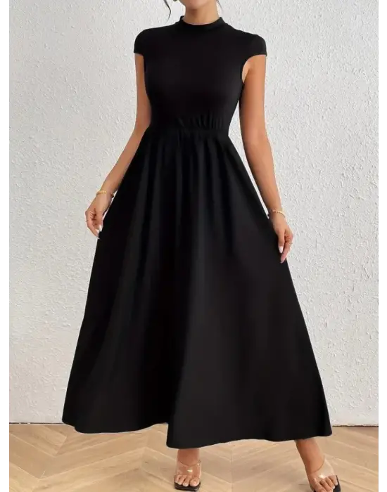 Omarı Rahat Kesim Kadın Viskon Elbise