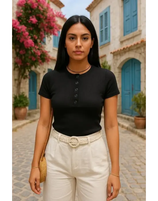 Omarı Şık Kaşkorse Detaylı Kadın Bluzu