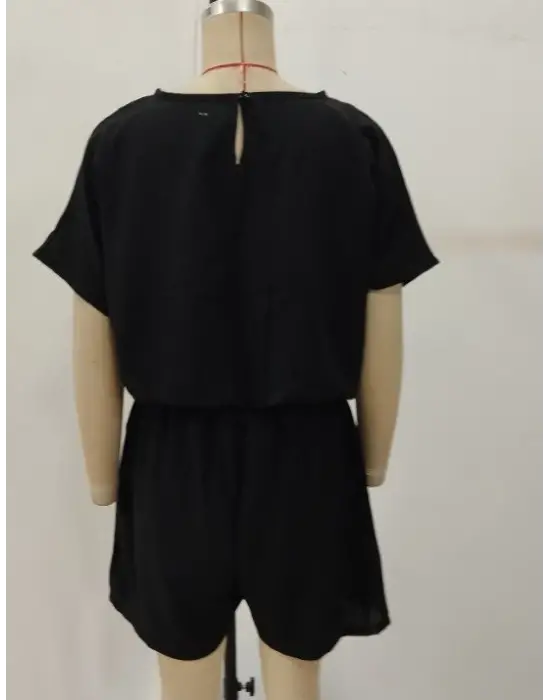 Kadın Kısa Kollu Yuvarlak Yakalı Ithal Keten Bluz Ve Short Ikili Takım