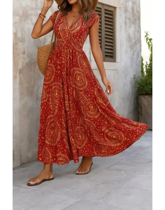 Omarı Elegan Beli Büzgülü Elbise