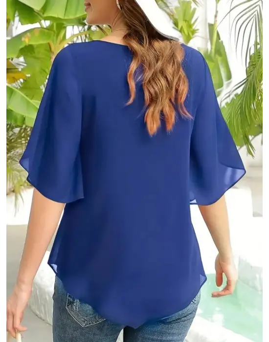 Omarı Göz Alıcı Kadın Şifon Bluz