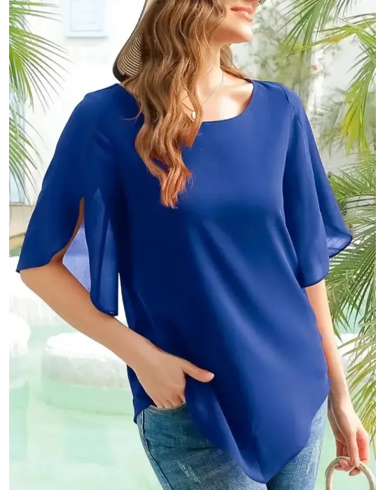 Omarı Göz Alıcı Kadın Şifon Bluz