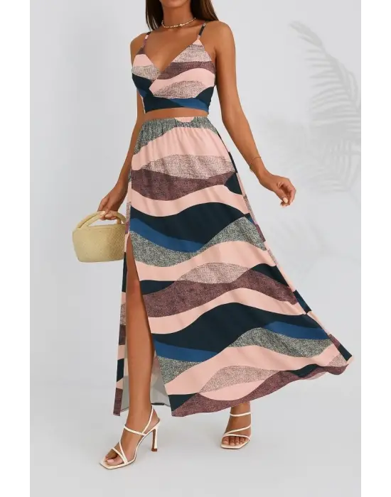 Kadın Kolsuz Askılı Crop Ikili Süprem Takım