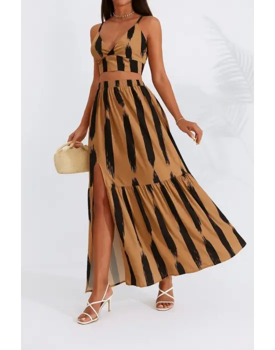 Kadın Kolsuz Askılı Crop Ikili Süprem Takım