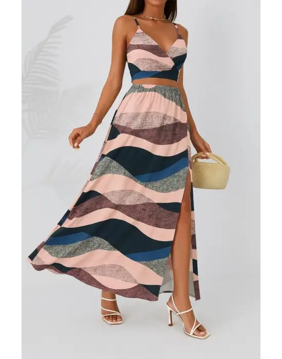 Kadın Kolsuz Askılı Crop Ikili Süprem Takım