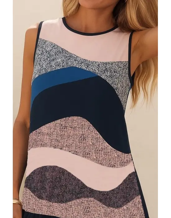 Kadın Kolsuz Sırttan Bağlamalı Fırfırlı Leopar Desenli Dalgıç Elbise