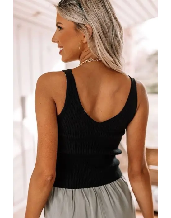 Kadın Kolsuz Yuvarlak Yaka Triko Bluz