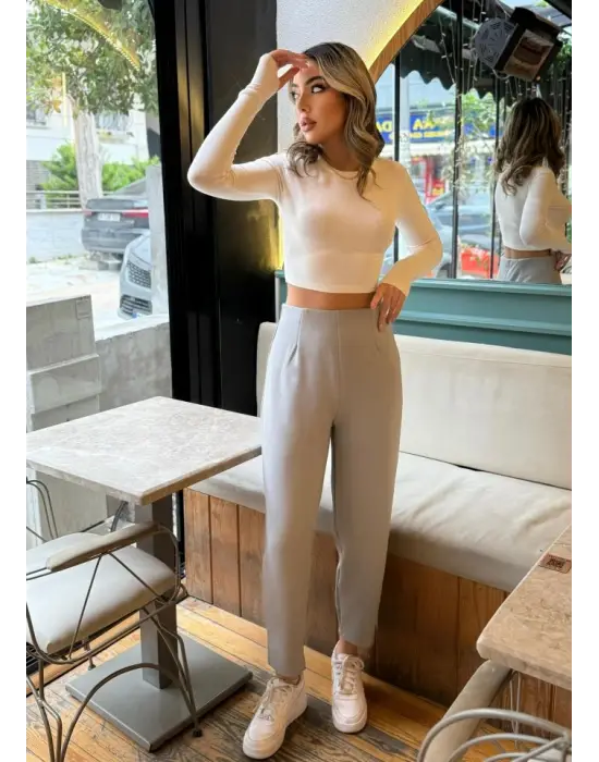 Kadın Krep Kumaş Balon Pantolon