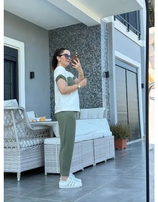 Omarı Kristal Garnili Cep Detaylı Kadın İkili Takım