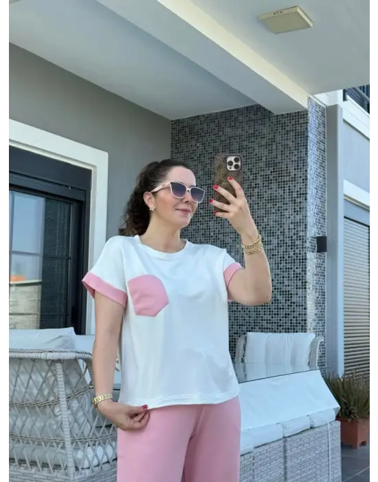 Omarı Zarif Kristal Detaylı Kadın Ikili Takım