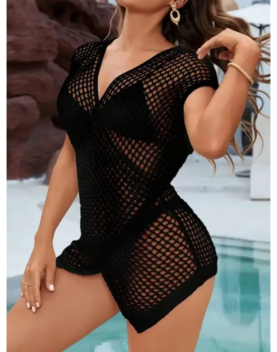 Omarı Şık Kruvaze Detaylı Triko Pareo