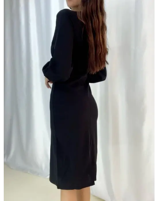 Omarı Şık Kadın Balon Kol Elbise