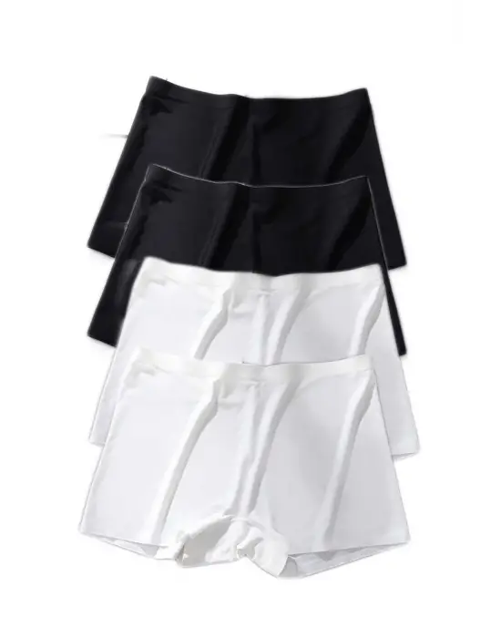 Omarı Dikişsiz Mini Şort Boxer Siyah Beyaz Seti