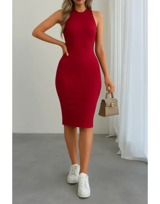 Omarı Vurgulu Omuzlu Janjan Krep Elbise