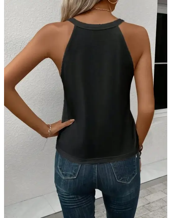 Kadın Omuzlardan Açık Boyundan Askılı Kalp Baskılı Viskon Bluz