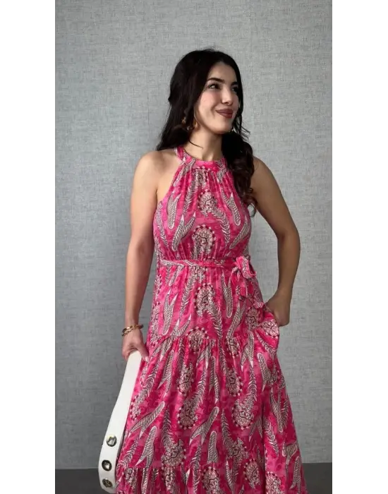 Omarı Desenli Süprem Omuzdan Açık Kadın Bluz