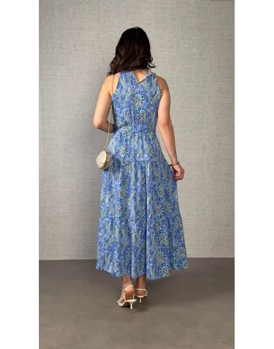 Kadın Omuzlardan Açık Boyundan Geçmeli Desenli Süprem Bluz