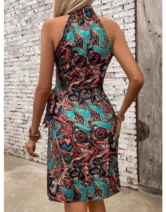 Omarı Omuzlardan Açık Balıkçı Yaka Şifon Elbise