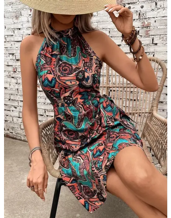 Omarı Omuzlardan Açık Balıkçı Yaka Şifon Elbise