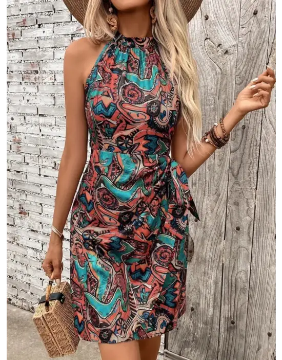 Omarı Omuzlardan Açık Balıkçı Yaka Şifon Elbise