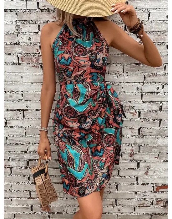 Omarı Omuzlardan Açık Balıkçı Yaka Şifon Elbise