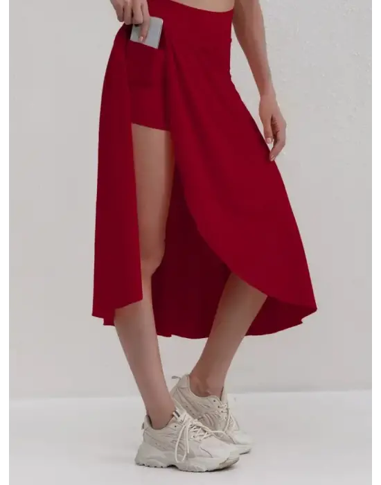 Omarı Kadın Cep Detay Taytlı Etek