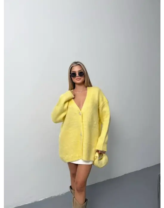 Kadın şardonlu Uzun Triko Hırka