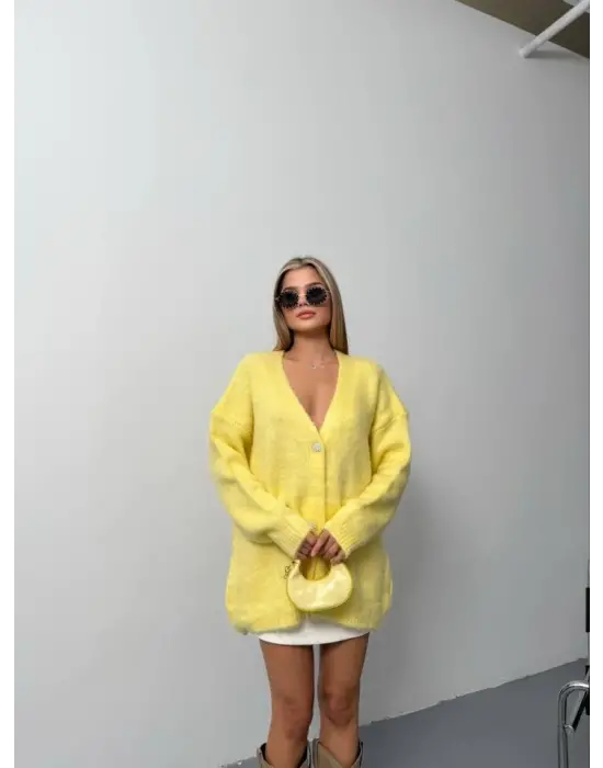 Kadın şardonlu Uzun Triko Hırka