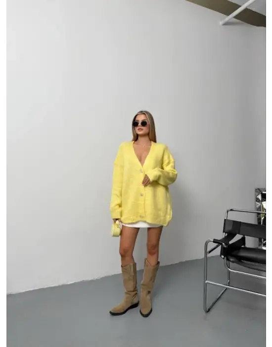 Kadın şardonlu Uzun Triko Hırka