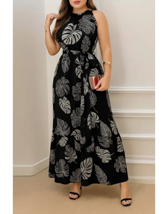 Omarı Sıfır Koklu Kadın Desenli Elbise