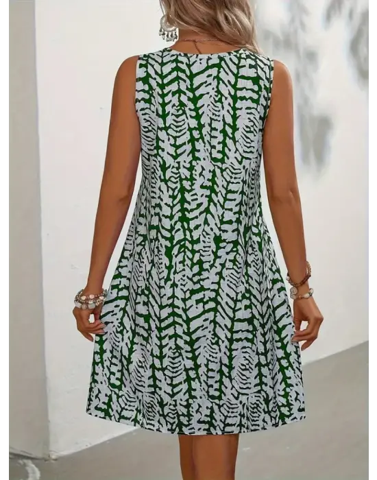 Omarı Desenli Kısa Bürümcük Elbise