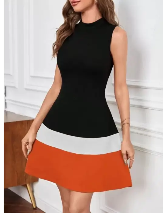 Omarı Şerit Detaylı İthal Krep Elbise