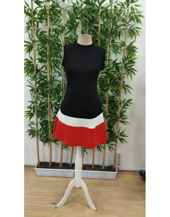 Omarı Şerit Detaylı İthal Krep Elbise