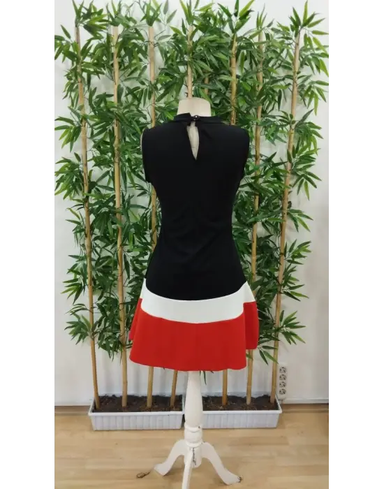 Omarı Şerit Detaylı İthal Krep Elbise