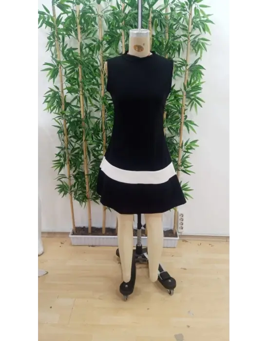 Omarı Şerit Detaylı İthal Krep Elbise