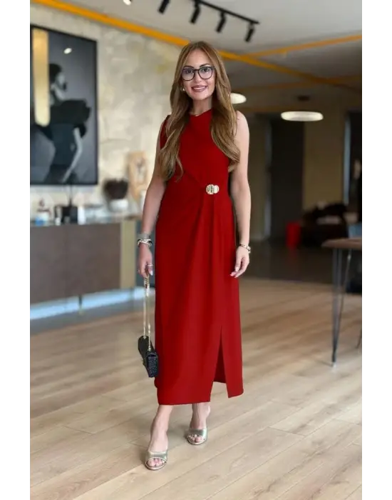 Omarı Yırtmaç Detaylı Kadın Elbise