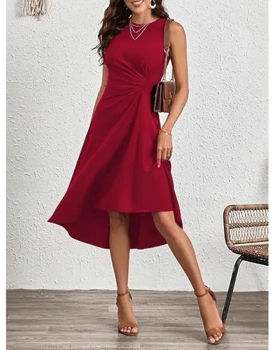 Omarı Asimetrik Kesim Detaylı Kadın Elbise