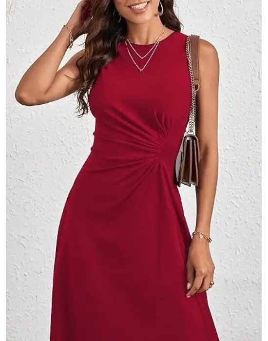 Omarı Asimetrik Kesim Detaylı Kadın Elbise