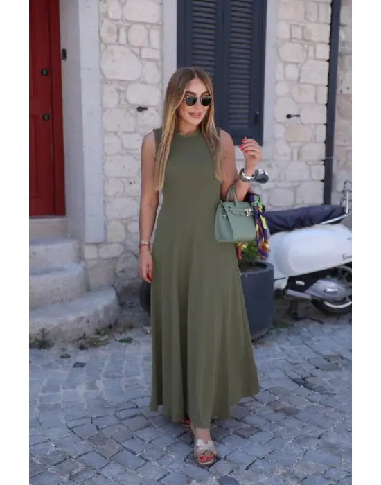 Omarı Elegan Kadın Bisiklet Yaka Elbise