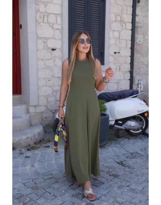 Omarı Elegan Kadın Bisiklet Yaka Elbise