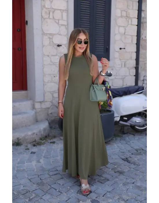 Omarı Elegan Kadın Bisiklet Yaka Elbise