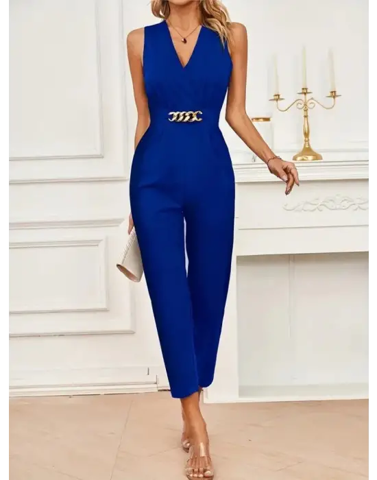 Omarı Şık Kruvaze Detaylı Kadın Krep Tulum