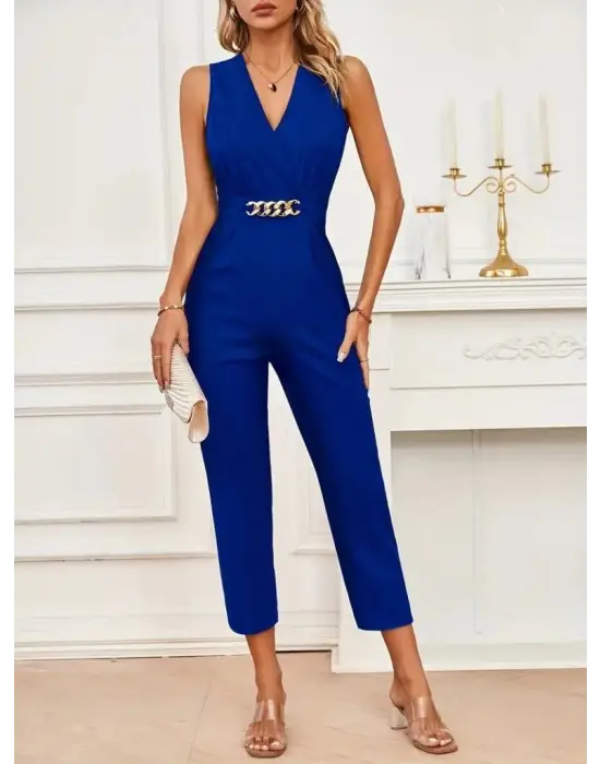 Omarı Şık Kruvaze Detaylı Kadın Krep Tulum