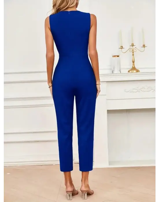 Omarı Şık Kruvaze Detaylı Kadın Krep Tulum